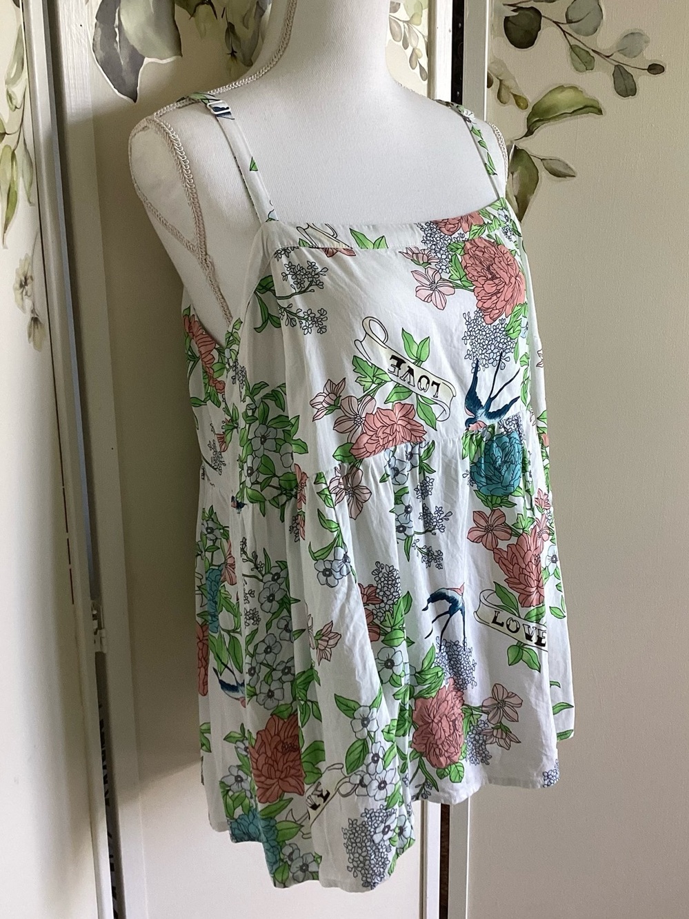 TORRID Challis Peplum Babydoll Top 1X floral EUC adjustable lightweight